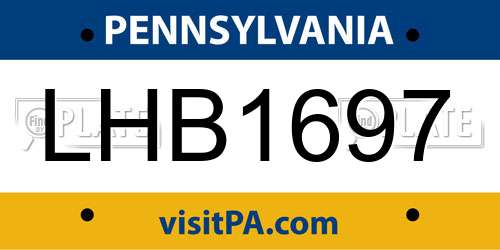 LHB1697 Pennsylvania License Plate