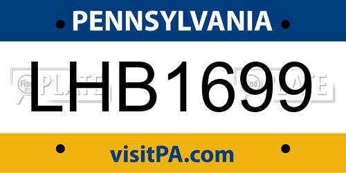 LHB1699 Pennsylvania License Plate