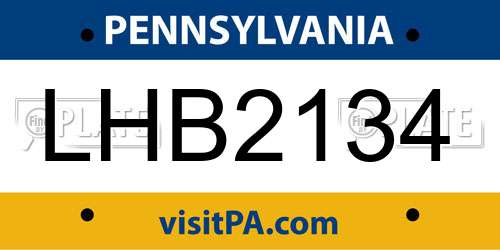 LHB2134 Pennsylvania License Plate