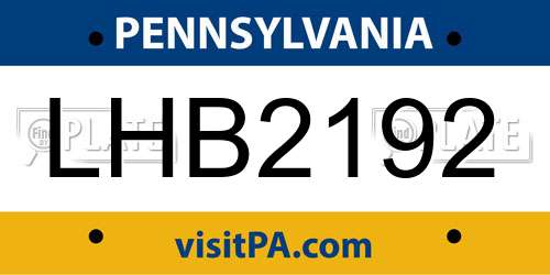LHB2192 Pennsylvania License Plate