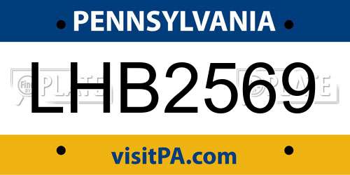 LHB2569 Pennsylvania License Plate