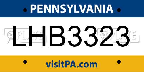 LHB3323 Pennsylvania License Plate