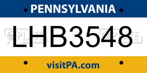 LHB3548 Pennsylvania License Plate