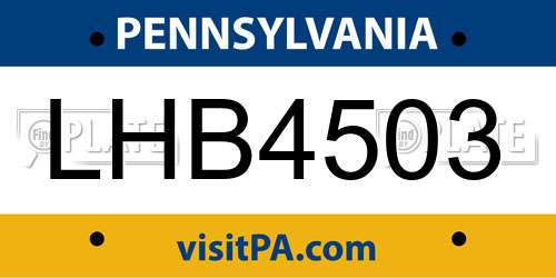 LHB4503 Pennsylvania License Plate