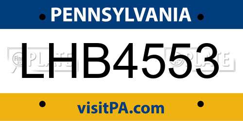 LHB4553 Pennsylvania License Plate