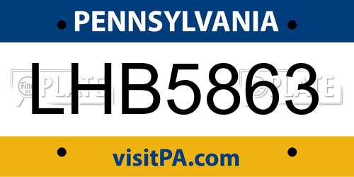 LHB5863 Pennsylvania License Plate