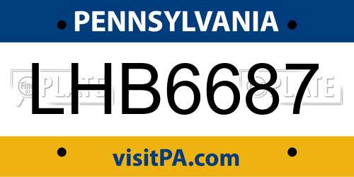 LHB6687 Pennsylvania License Plate