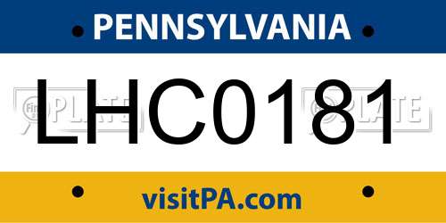 LHC0181 Pennsylvania License Plate