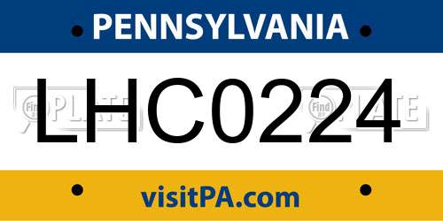 LHC0224 Pennsylvania License Plate