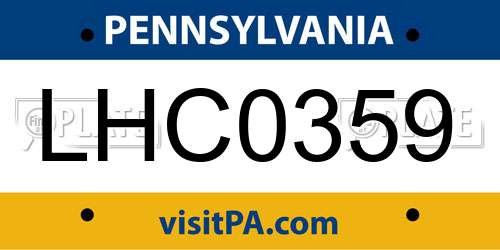LHC0359 Pennsylvania License Plate
