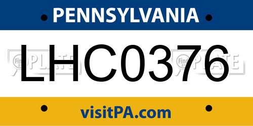 LHC0376 Pennsylvania License Plate