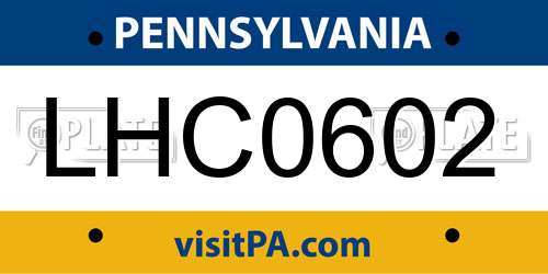 LHC0602 Pennsylvania License Plate