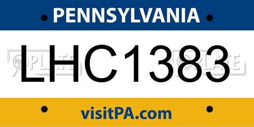 LHC1383 Pennsylvania License Plate