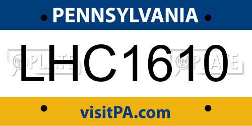 LHC1610 Pennsylvania License Plate