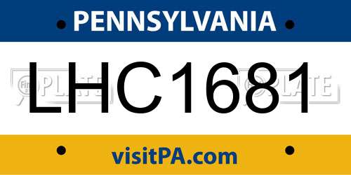 LHC1681 Pennsylvania License Plate