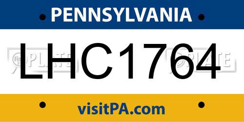LHC1764 Pennsylvania License Plate