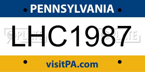 LHC1987 Pennsylvania License Plate