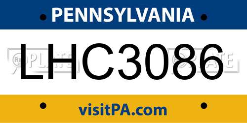 LHC3086 Pennsylvania License Plate