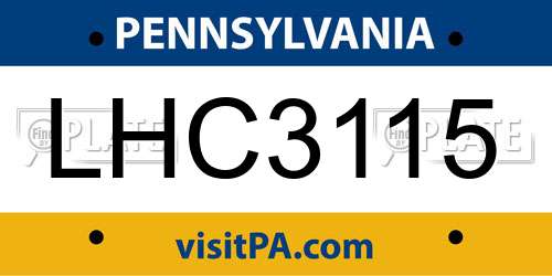 LHC3115 Pennsylvania License Plate