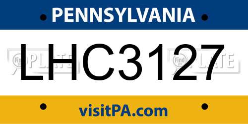 LHC3127 Pennsylvania License Plate