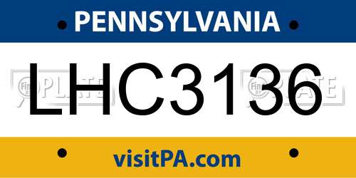LHC3136 Pennsylvania License Plate