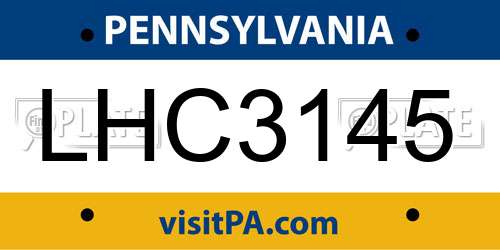LHC3145 Pennsylvania License Plate