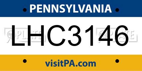 LHC3146 Pennsylvania License Plate