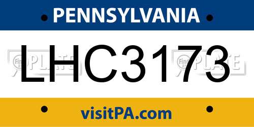 LHC3173 Pennsylvania License Plate