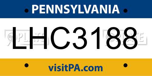 LHC3188 Pennsylvania License Plate