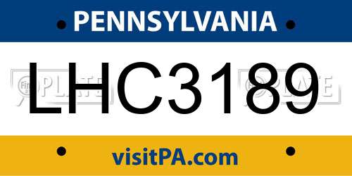 LHC3189 Pennsylvania License Plate