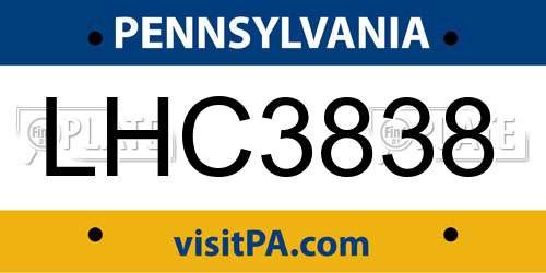 LHC3838 Pennsylvania License Plate