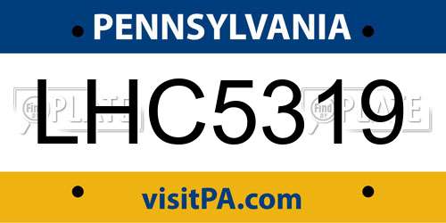 LHC5319 Pennsylvania License Plate