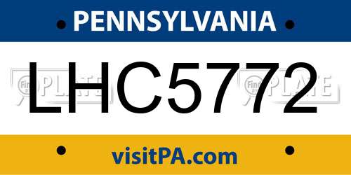 LHC5772 Pennsylvania License Plate