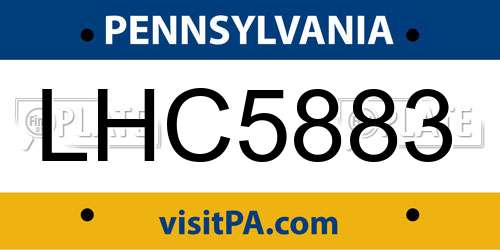 LHC5883 Pennsylvania License Plate