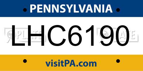 LHC6190 Pennsylvania License Plate