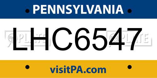 LHC6547 Pennsylvania License Plate