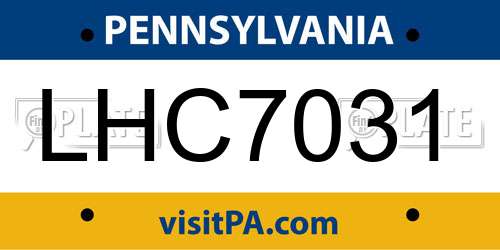 LHC7031 Pennsylvania License Plate