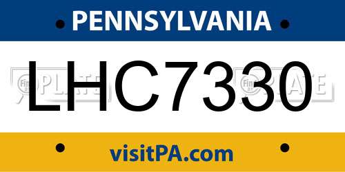 LHC7330 Pennsylvania License Plate