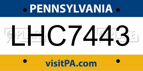 LHC7443 Pennsylvania License Plate