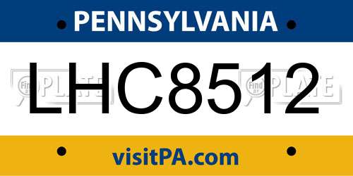 LHC8512 Pennsylvania License Plate