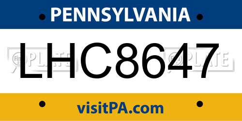 LHC8647 Pennsylvania License Plate