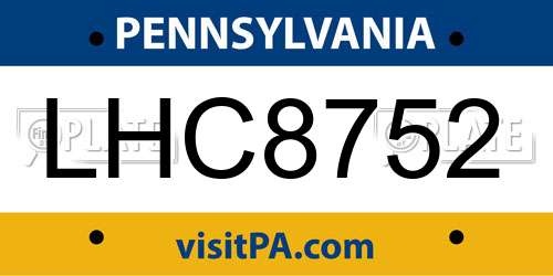 LHC8752 Pennsylvania License Plate