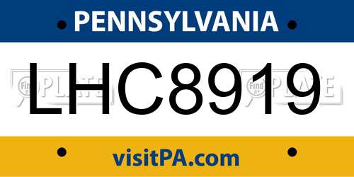 LHC8919 Pennsylvania License Plate