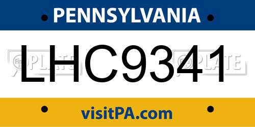 LHC9341 Pennsylvania License Plate