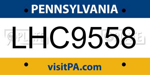 LHC9558 Pennsylvania License Plate