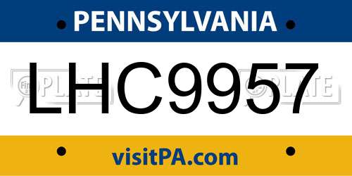 LHC9957 Pennsylvania License Plate