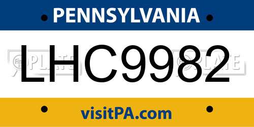 LHC9982 Pennsylvania License Plate