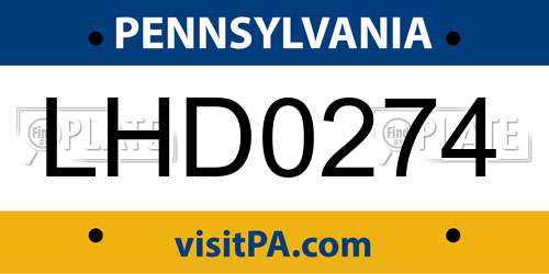 LHD0274 Pennsylvania License Plate
