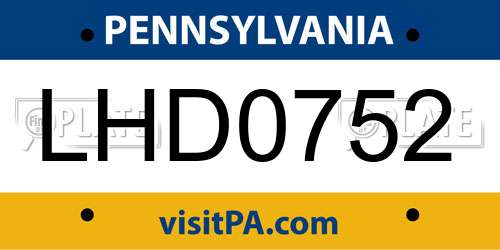 LHD0752 Pennsylvania License Plate