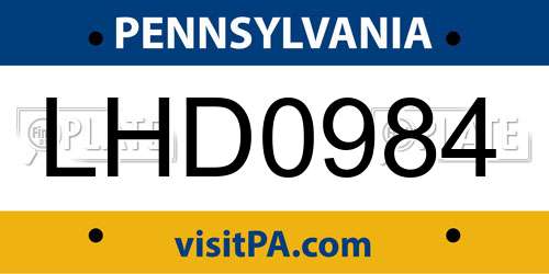 LHD0984 Pennsylvania License Plate